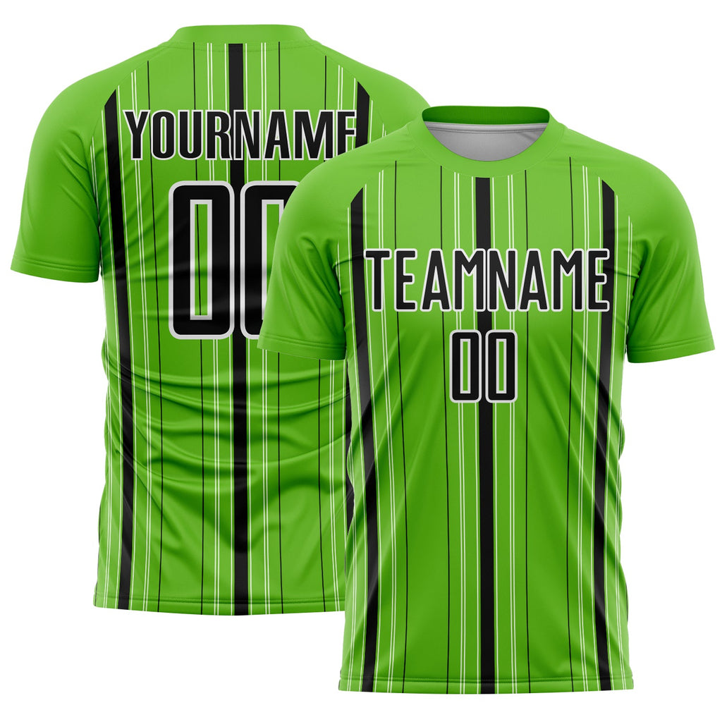 Custom Aurora Green Black-White Stripe Sublimation Soccer Uniform Jersey