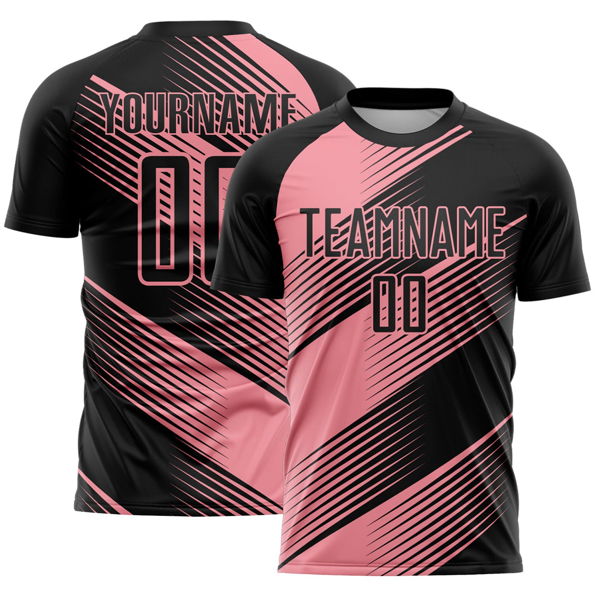 Custom Black Medium Pink Line Sublimation Soccer Uniform Jersey