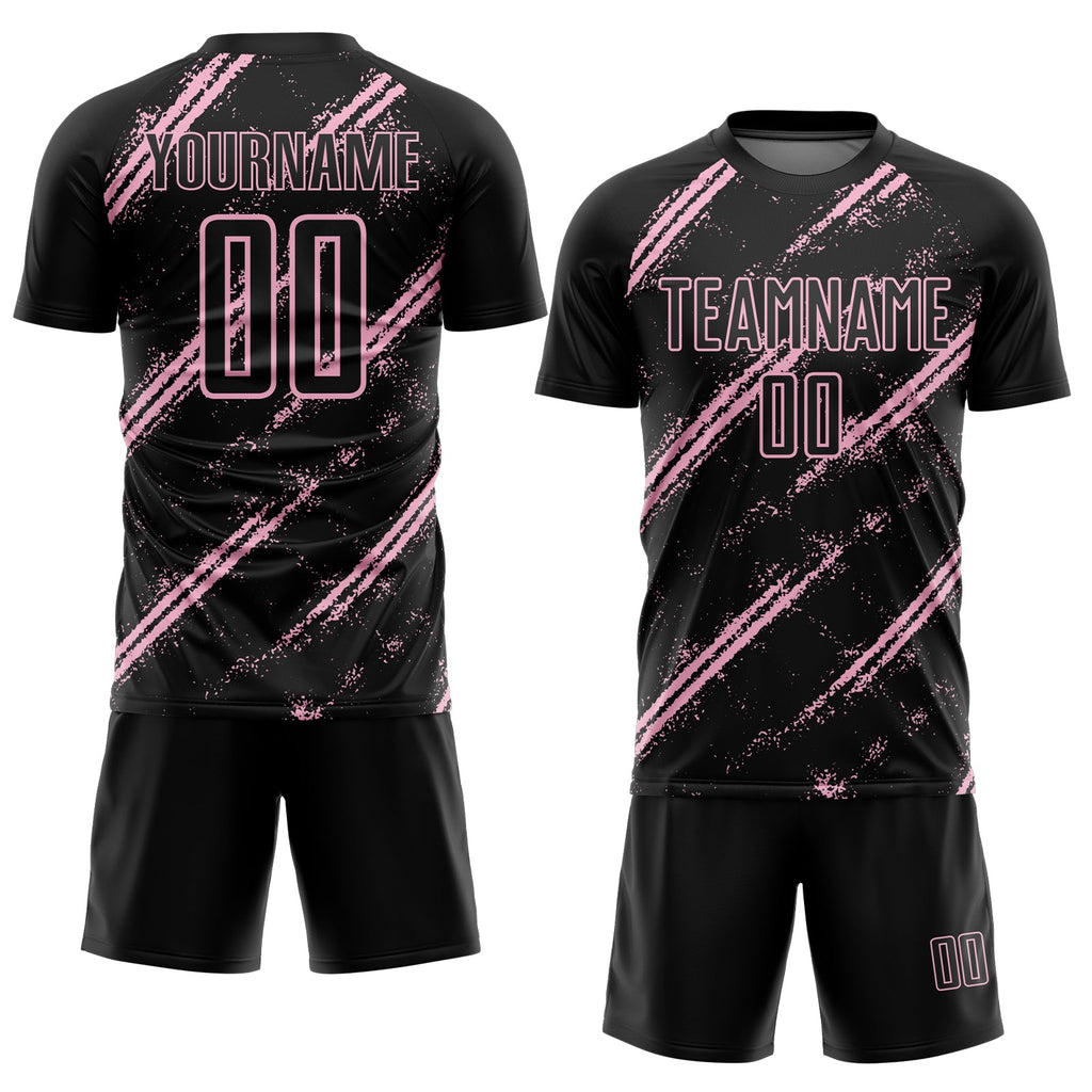 Custom Black Light Pink Abstract Fragment Art Splash Sublimation Soccer Uniform Jersey