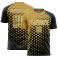 Custom Black Old Gold-White Modern Polka Dot Sublimation Soccer Uniform Jersey