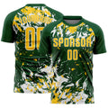 Custom Green Yellow-White Fluid Art Splash Sublimation Soccer Uniform Jersey