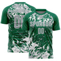 Custom Kelly Green Gray-White Fluid Art Splash Sublimation Soccer Uniform Jersey