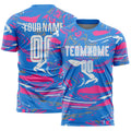 Custom Figure White Powder Blue-Pink Fluid Art Splash Sublimation Soccer Uniform Jersey