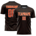 Custom Black Orange-White Geometric Shape Sports Sublimation Soccer Uniform Jersey