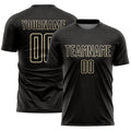 Custom Black Cream Geometric Shape Sports Sublimation Soccer Uniform Jersey