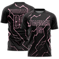 Custom Black Light Pink Lightning Sports Sublimation Soccer Uniform Jersey