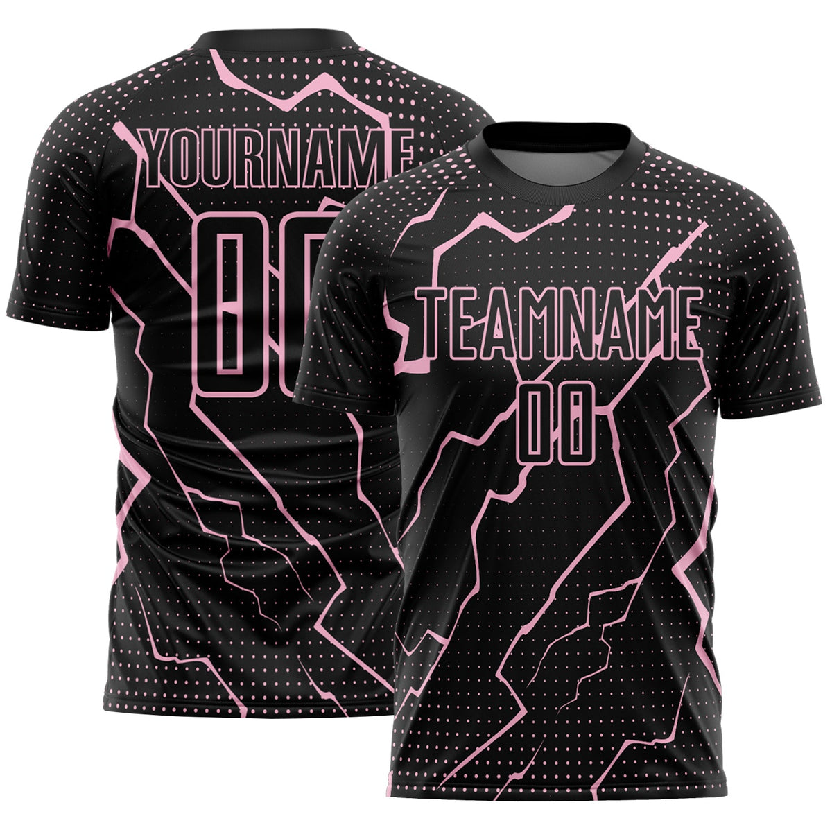 Custom Black Light Pink Lightning Sports Sublimation Soccer Uniform Jersey
