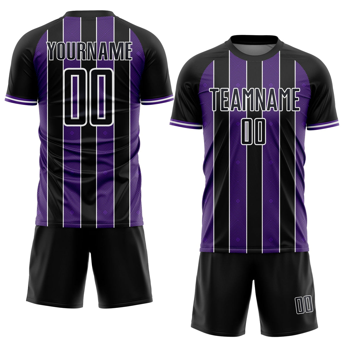 Custom Black Purple-White Pinstripe Line Sports Sublimation Soccer Uniform Jersey