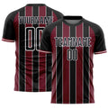 Custom Black Crimson-White Pinstripe Line Sports Sublimation Soccer Uniform Jersey