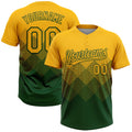 Custom Gold Green 3D Gradient Square Shape Two-Button Unisex Softball Jersey