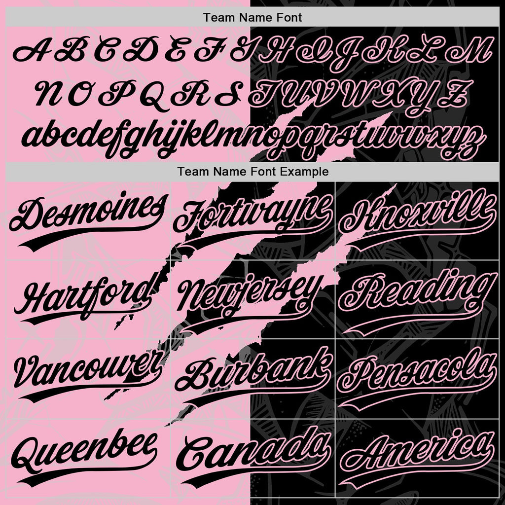 Custom Graffiti Pattern Black-Light Pink 3D Scratch Two-Button Unisex Softball Jersey