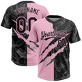 Custom Graffiti Pattern Black-Light Pink 3D Scratch Two-Button Unisex Softball Jersey