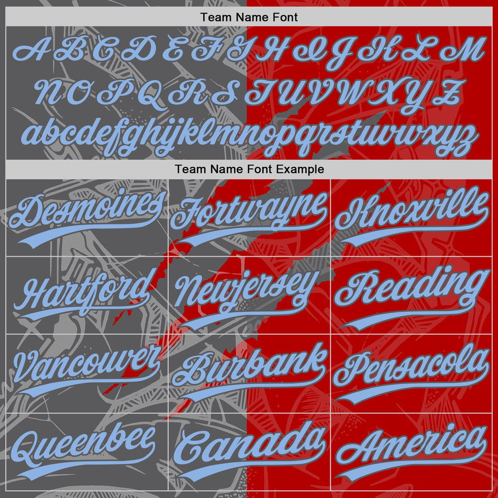 Custom Graffiti Pattern Light Blue Red-Steel Gray 3D Scratch Two-Button Unisex Softball Jersey