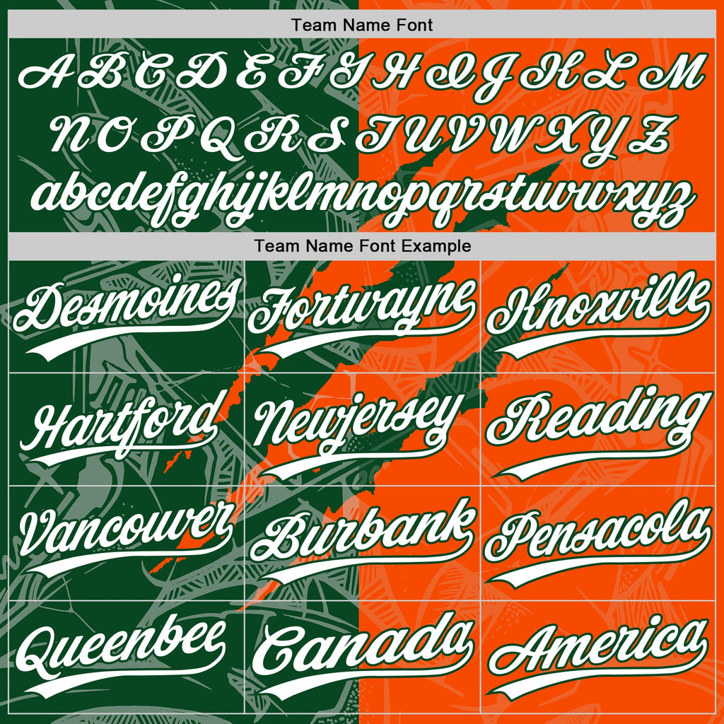 Custom Graffiti Pattern White Orange-Green 3D Scratch Two-Button Unisex Softball Jersey