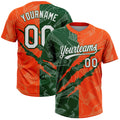 Custom Graffiti Pattern White Orange-Green 3D Scratch Two-Button Unisex Softball Jersey