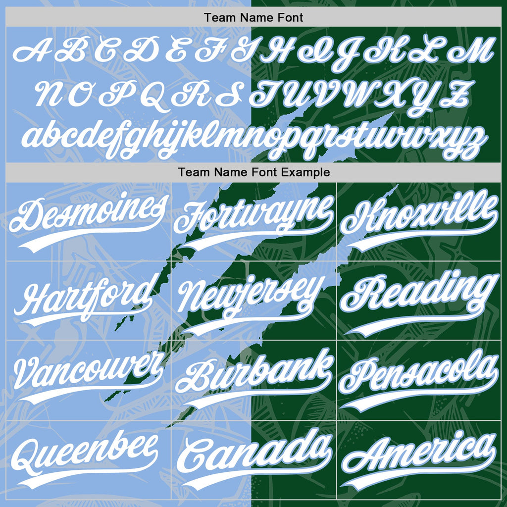 Custom Graffiti Pattern White Kelly Green-Light Blue 3D Scratch Two-Button Unisex Softball Jersey