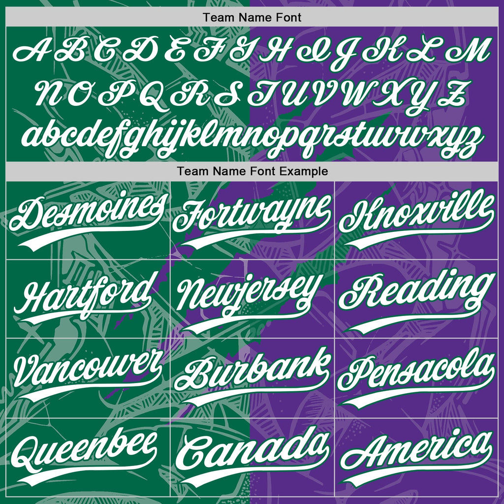 Custom Graffiti Pattern White Purple-Kelly Green 3D Scratch Two-Button Unisex Softball Jersey