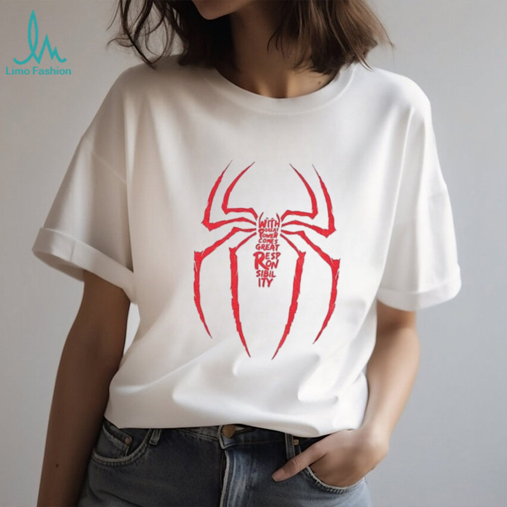 Spiderman Great Responsibility Superhero Quote shirt