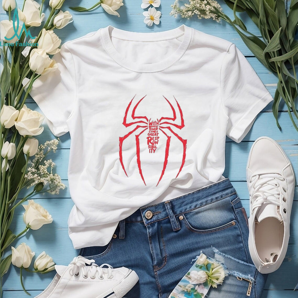 Spiderman Great Responsibility Superhero Quote shirt