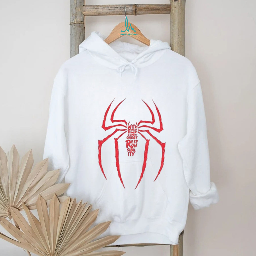 Spiderman Great Responsibility Superhero Quote shirt