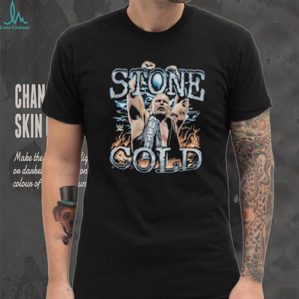 Stone Cold Steve Austin WWE Flames graphic shirt