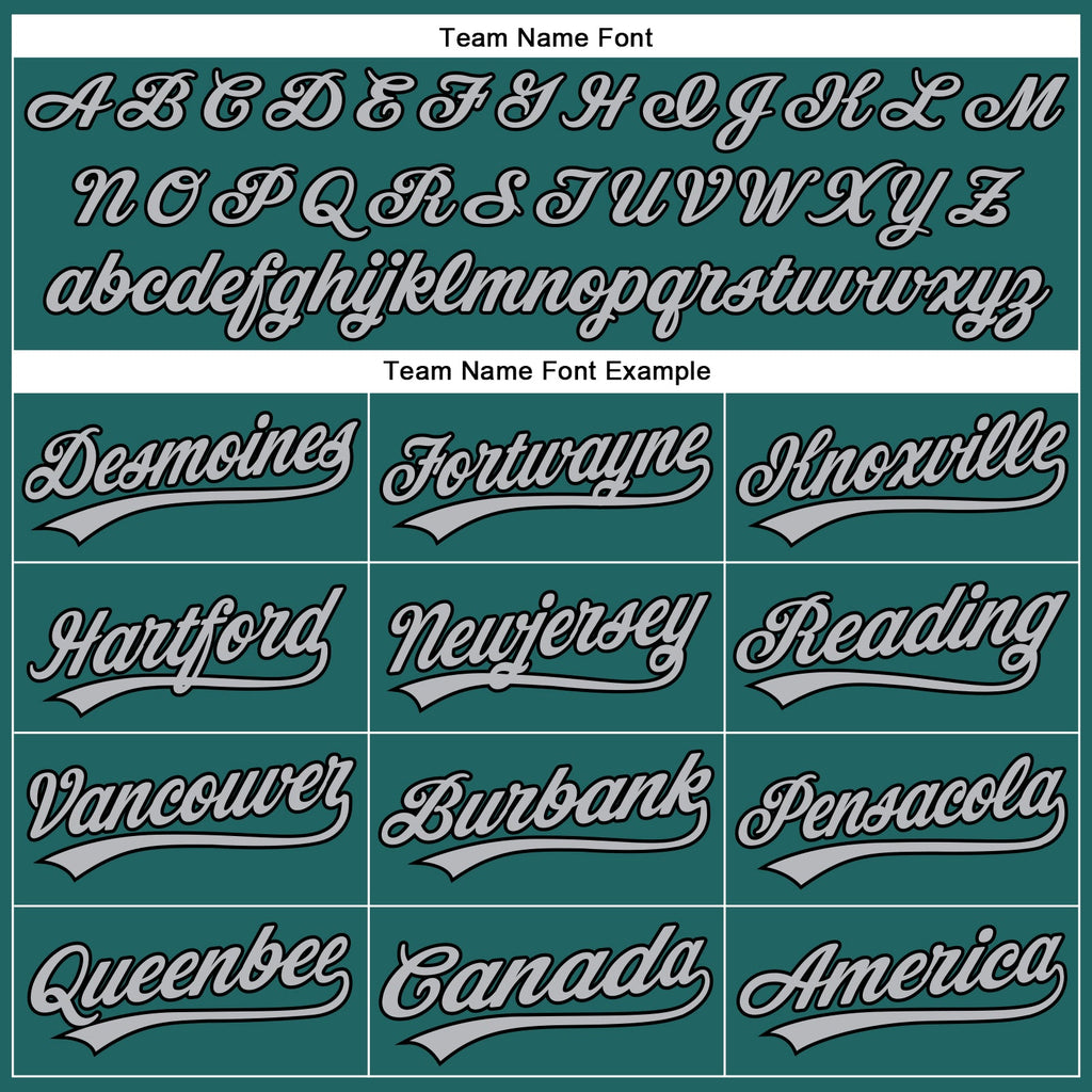 Custom Teal Gray Pinstripe Black Authentic Baseball Jersey