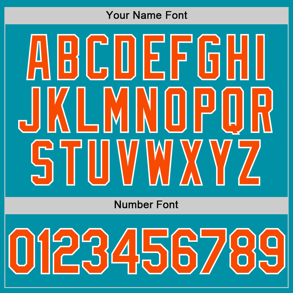 Custom Teal Orange-White Authentic Throwback Baseball Jersey