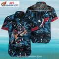 Texans Hawaiian Shirt Deep Blue Palm Football Scene