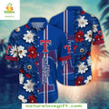 Texas Rangers Hawaiian Shirt Blue Floral Elegance Baseball Apparel