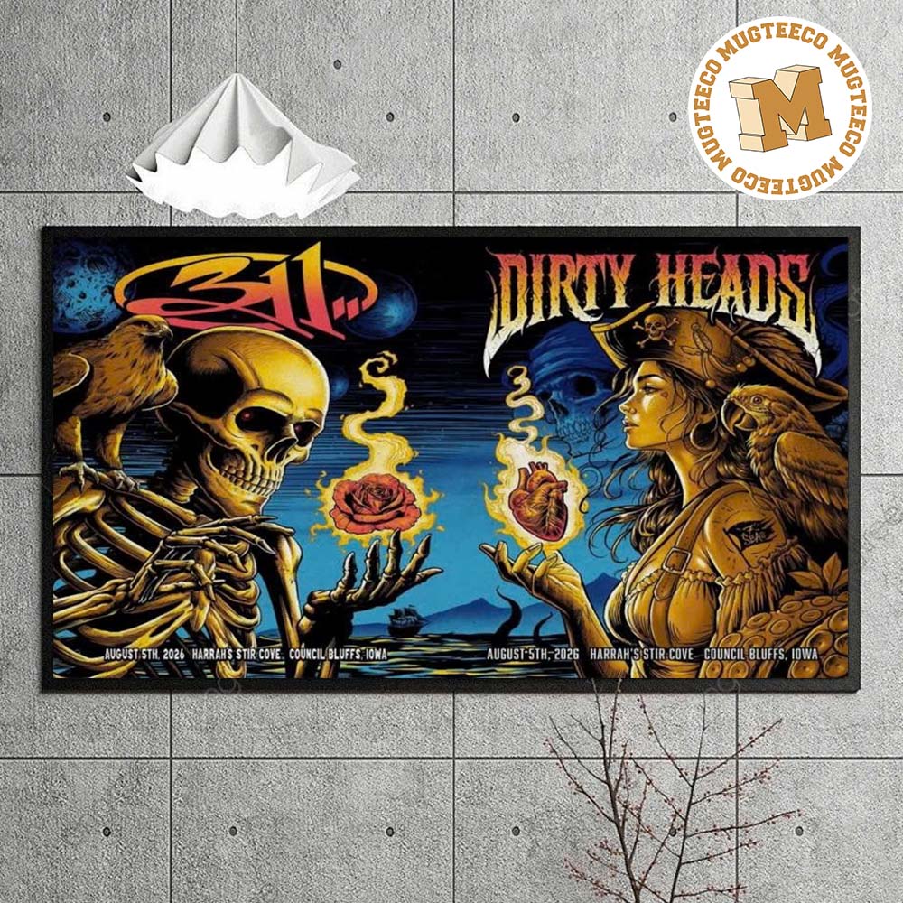 The 311 Band X Dirtyheads Council Bluffs Iowa 2026 Event Poster At Harrah Stir Cove On August 5 2026 Unisex T Shirt