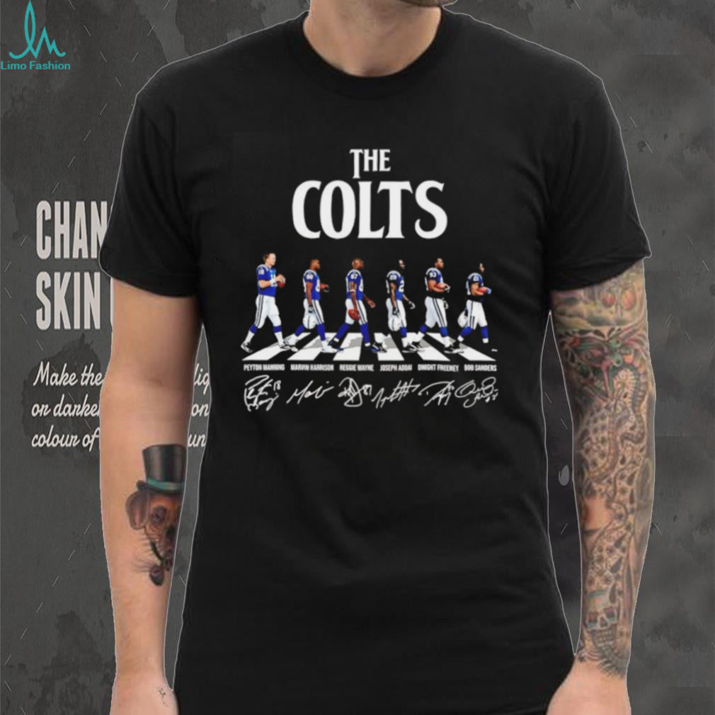 The Colts Peyton Manning Marvin Harrison Reggie Wayne Joseph Addai Dwight Freeney Bob Sanders Colts Signatures T Shirt