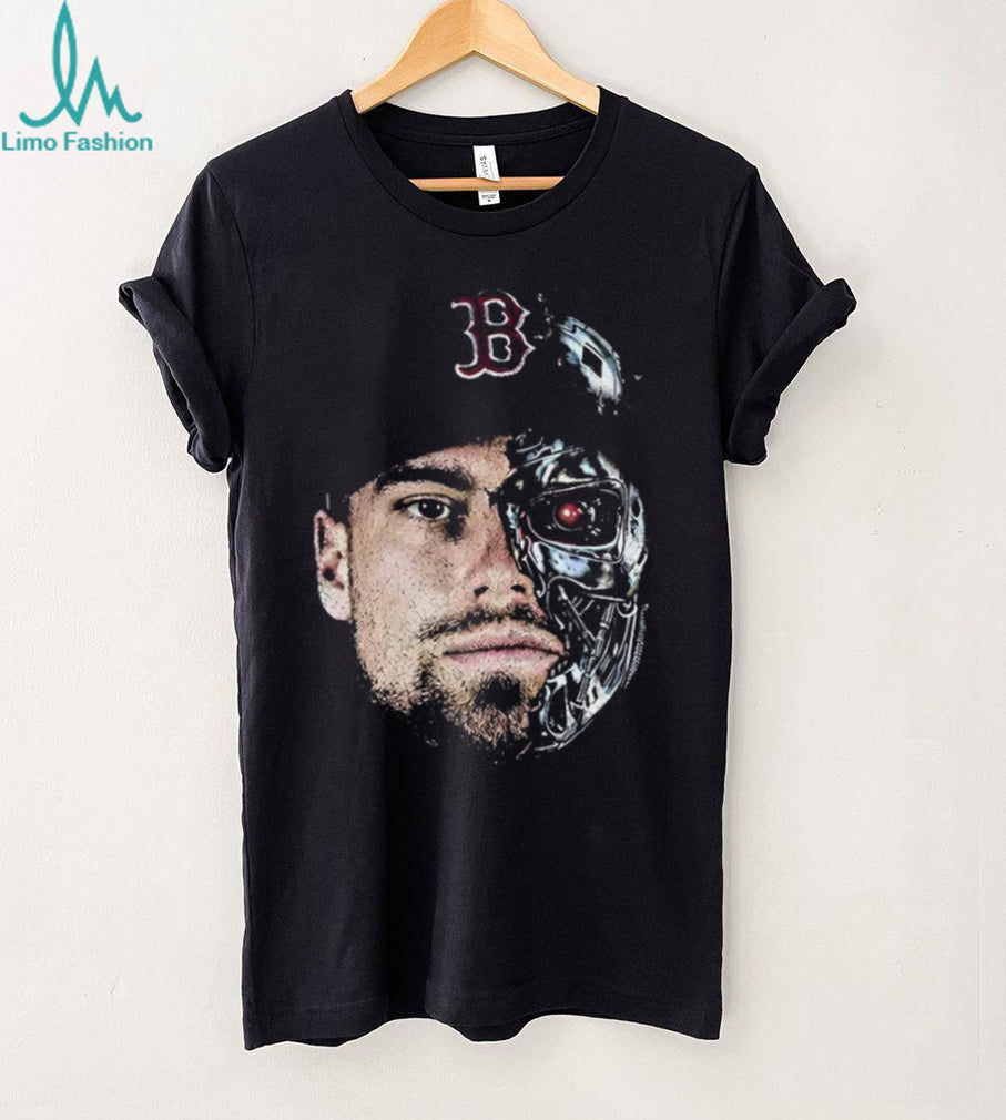 The Durbinator Caleb Durbin x Terminator half half face Boston Red Sox baseball shirt