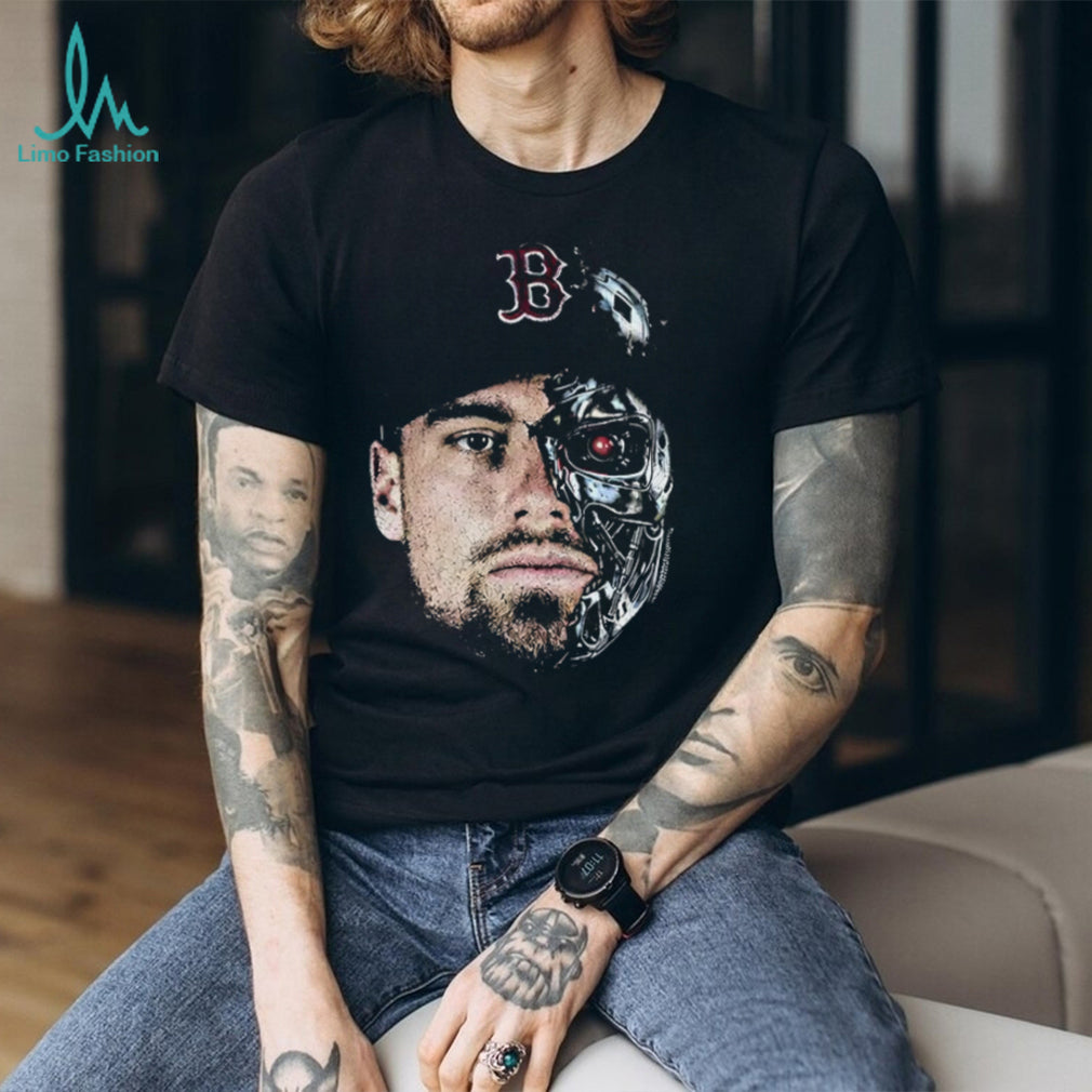 The Durbinator Caleb Durbin x Terminator half half face Boston Red Sox baseball shirt