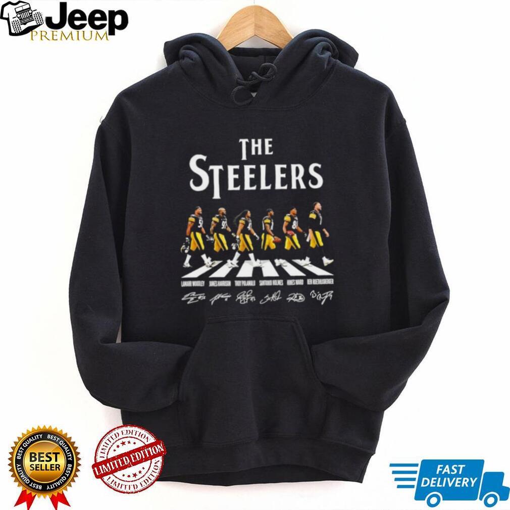 The Steelers Lamarr Woodley James Harrison Troy Polamalu Santonio Holmes Hines Ward Ben Roethlisberger signatures Shirt