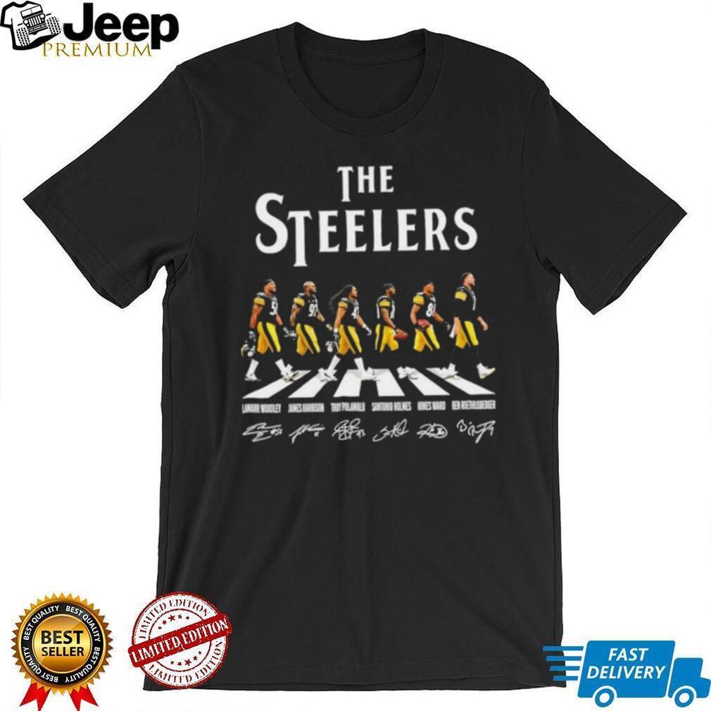 The Steelers Lamarr Woodley James Harrison Troy Polamalu Santonio Holmes Hines Ward Ben Roethlisberger signatures Shirt