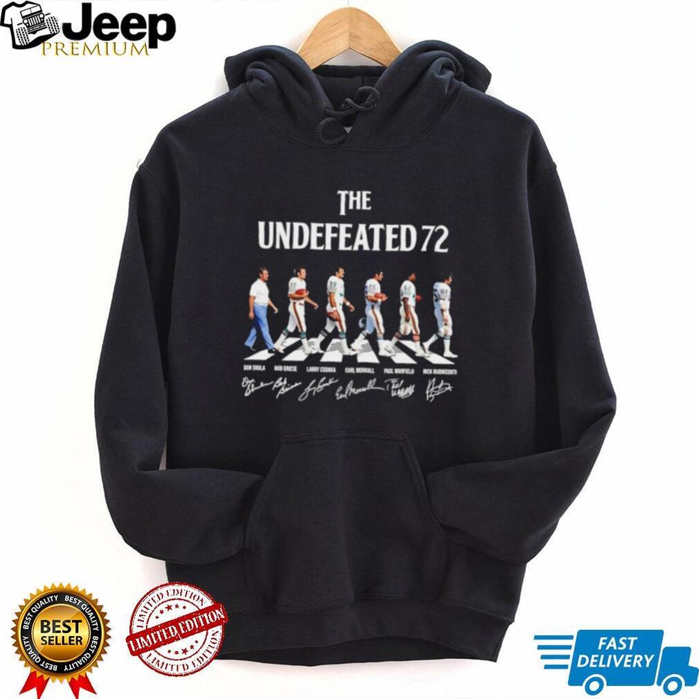 The Undefeated 72 Miami Dolphins Don Shula Bob Griese Larry Csonka Earl Morrall Paul Warfield signatures Shirt