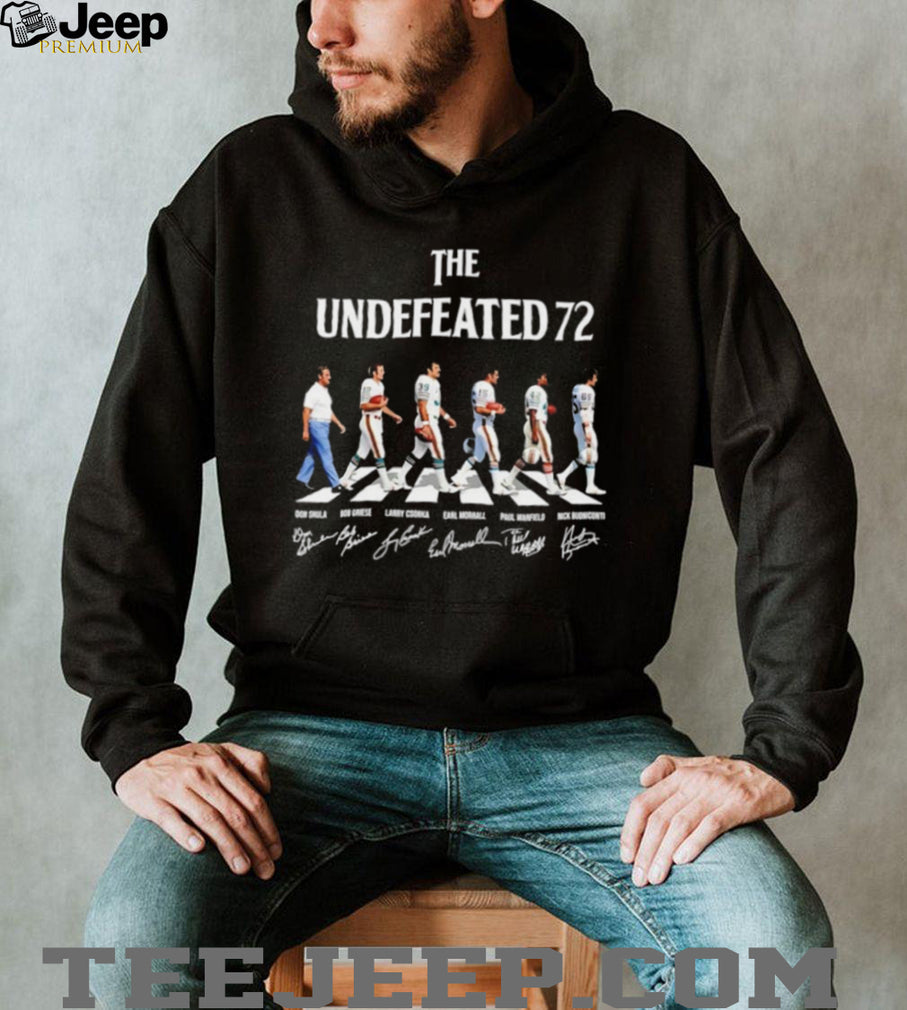 The Undefeated 72 Miami Dolphins Don Shula Bob Griese Larry Csonka Earl Morrall Paul Warfield signatures Shirt