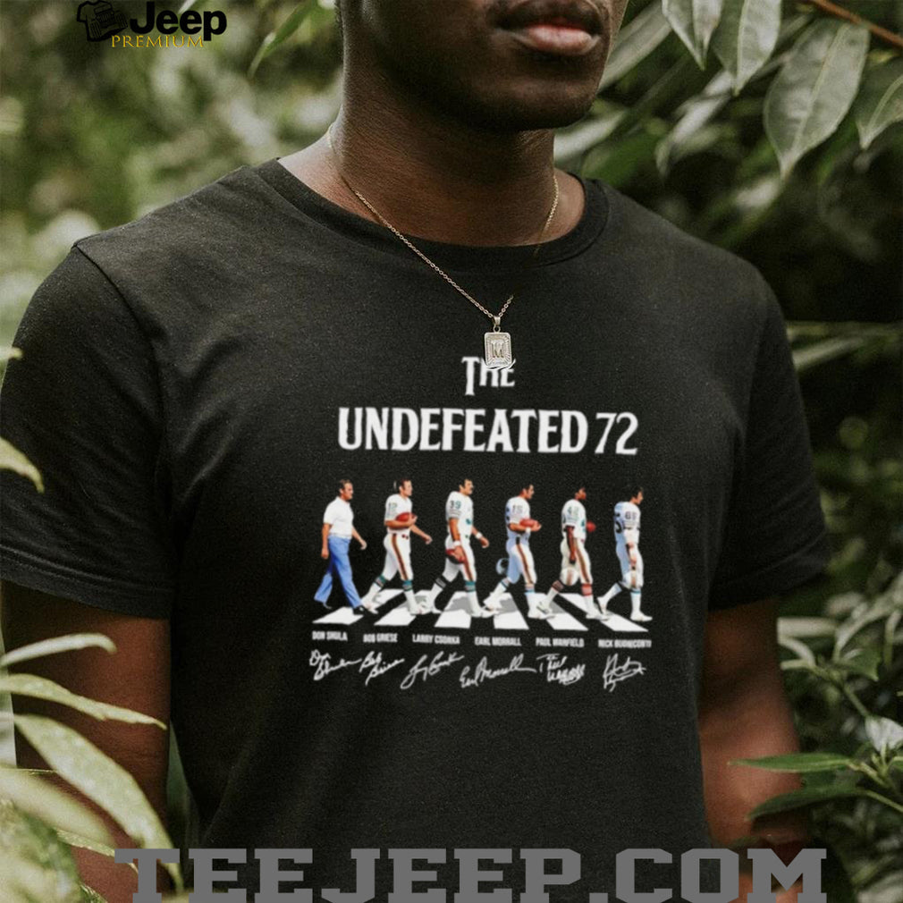 The Undefeated 72 Miami Dolphins Don Shula Bob Griese Larry Csonka Earl Morrall Paul Warfield signatures Shirt