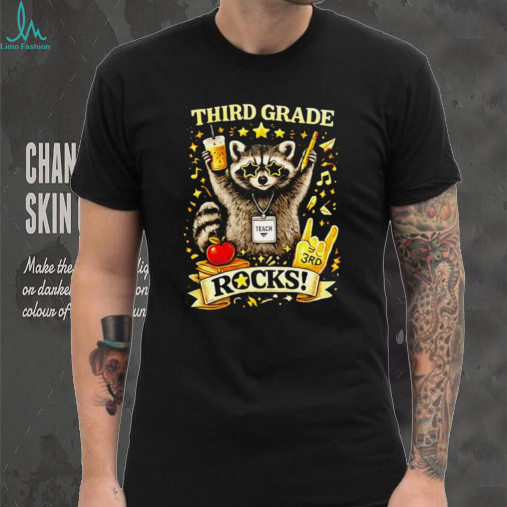 Third Grade Rocks Raccoon Teacher back to school shirt