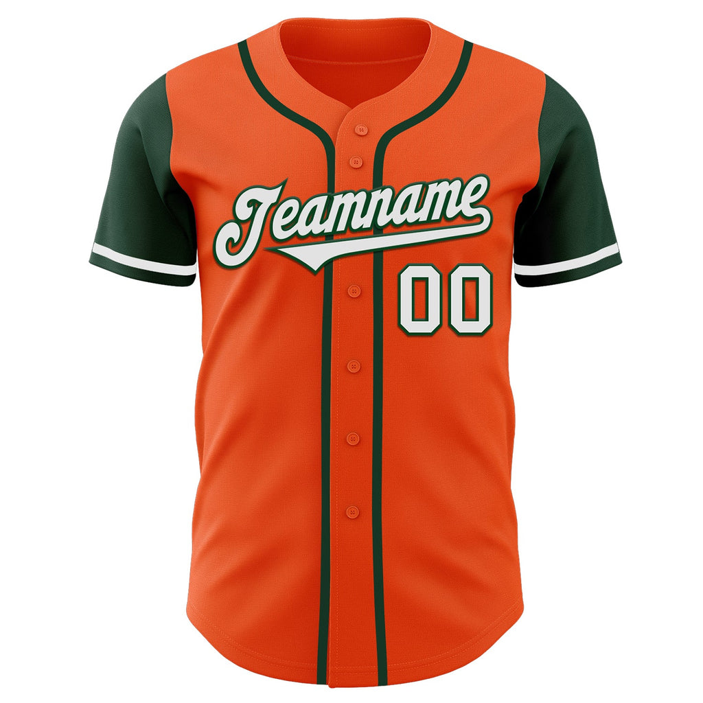 Custom Orange White-Green Authentic Two Tone Baseball Jersey
