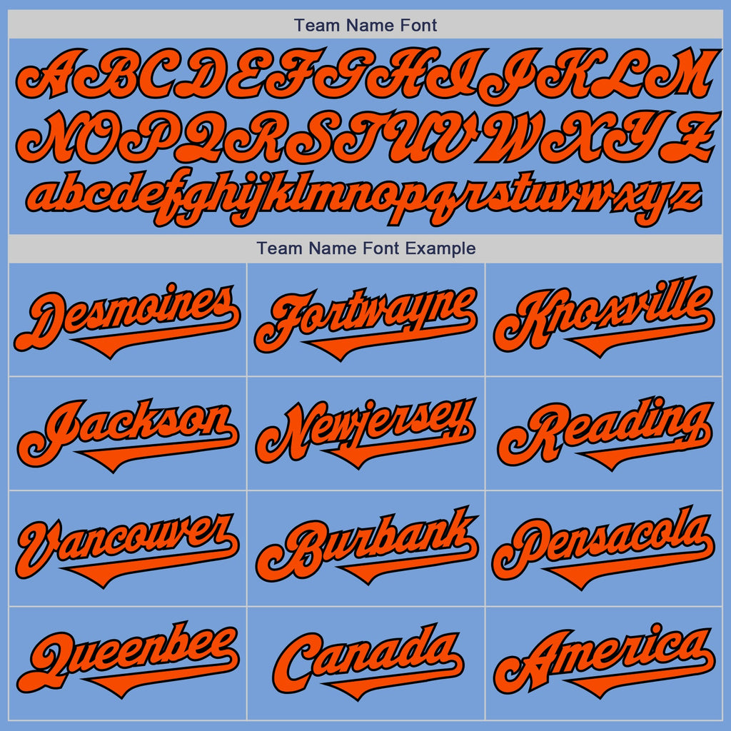 Custom Light Blue Orange-Black Authentic Two Tone Baseball Jersey