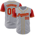 Custom Gray Red-Old Gold Authentic Two Tone Baseball Jersey