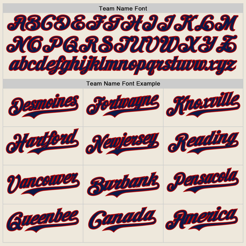 Custom Cream Navy Pinstripe Red Authentic Two Tone Baseball Jersey