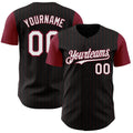 Custom Black Crimson Pinstripe White Authentic Two Tone Baseball Jersey