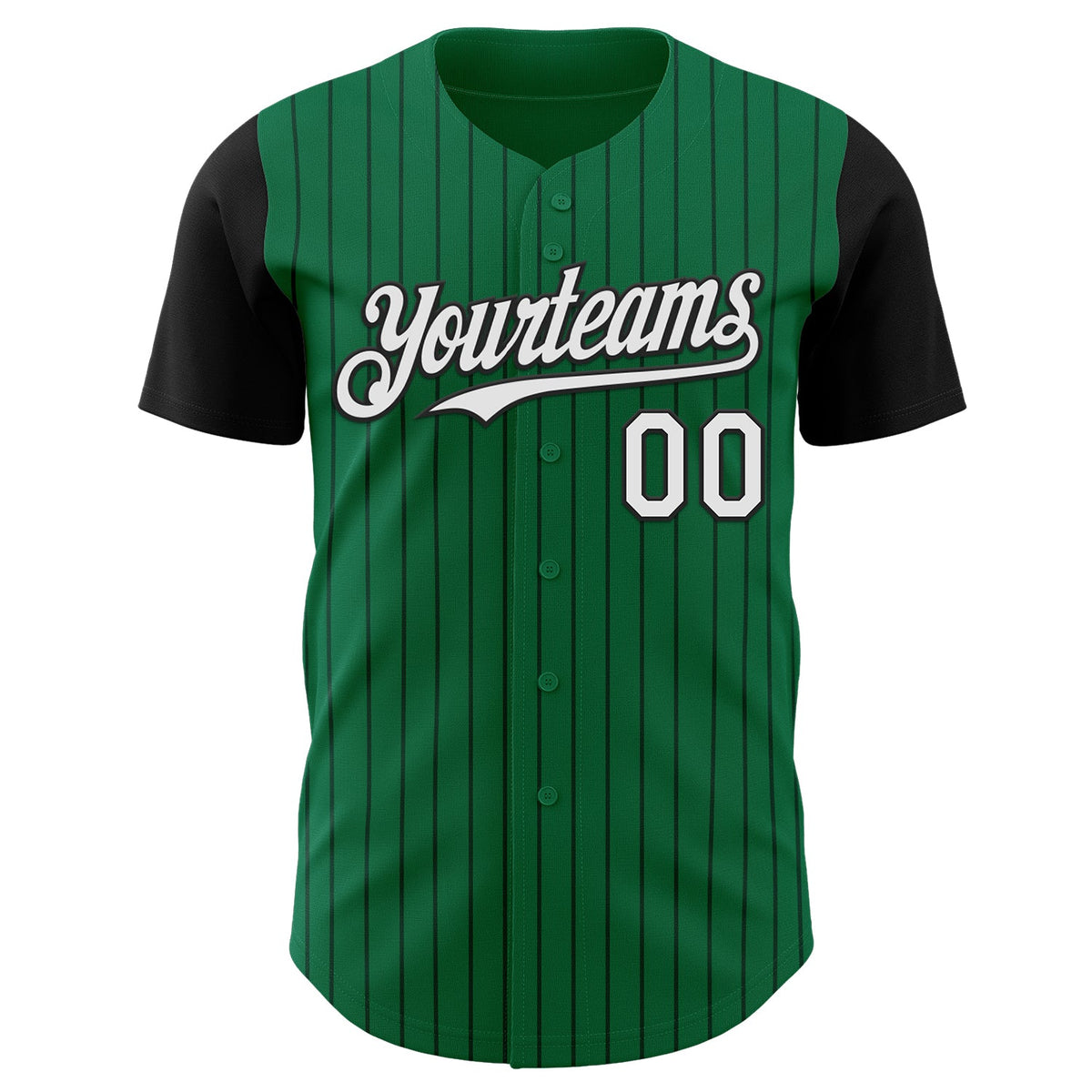 Custom Kelly Green Black Pinstripe White Authentic Two Tone Baseball Jersey
