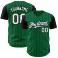 Custom Kelly Green Black Pinstripe White Authentic Two Tone Baseball Jersey