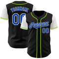 Custom Black Thunder Blue Neon Green-White Two Tone Authentic Baseball Jersey