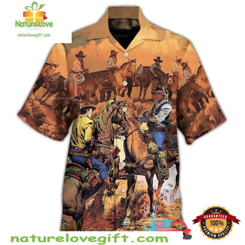Cowboy Racing Hawaiian Shirt Western American Summer Aloha