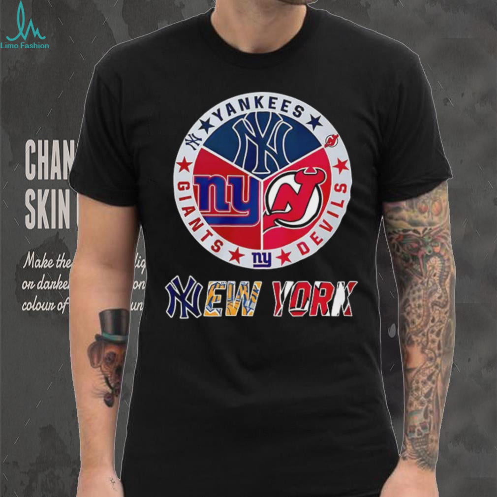 Yankees Giants Devils New York sports team logos shirt