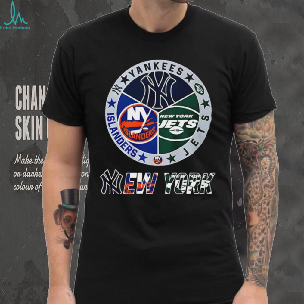 Yankees Islanders Jets New York sports teams logo shirt